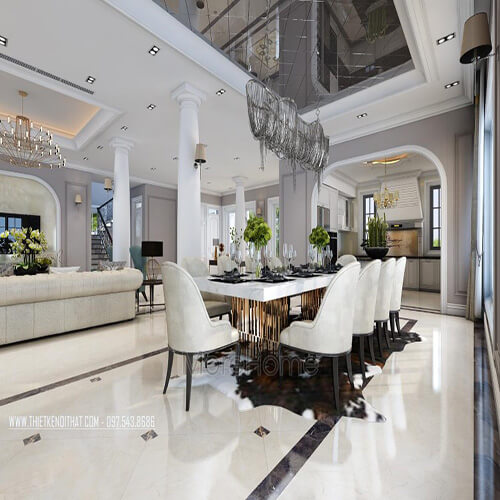 Thi công đá  nhân tạo solid surface làm ốp bàn ăn-The Manor Lào Cai